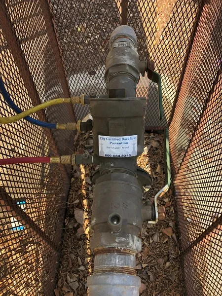 Commercial backflow device in a landscape area